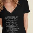Automotive Nostalgia Classic Car Cruise-In Distressed Women's Jersey Short Sleeve Deep V-Neck Tshirt Automotive Nostalgia Classic Car Cruise-In Distressed Women's Jersey Short Sleeve Deep V-Neck Tshirt