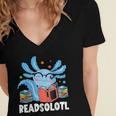 Axolotl Read Book Kawaii Reading Books For Men Women Women's Jersey Short Sleeve Deep V-Neck Tshirt