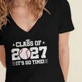 Back To School 2027 Baseball 2027 Graduation Class Of 2027 Women's Jersey Short Sleeve Deep V-Neck Tshirt