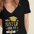 Back To School My Sister Did It Graduation Proud Sister Graduated Female X-Small Women's Jersey Short Sleeve Deep V-Neck Tshirt