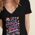 Back To-The 80 s Christmas Retro Cassette Boombox Nostalgia Women's Jersey Short Sleeve Deep V-Neck Tshirt