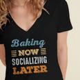 Baking Now Minimal Socializing Introvert Vintage Women's Jersey Short Sleeve Deep V-Neck Tshirt Baking Now Minimal Socializing Introvert Vintage Women's Jersey Short Sleeve Deep V-Neck Tshirt