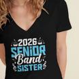 Band Senior Sister Class Of 2026 Senior Band Graduation Women's Jersey Short Sleeve Deep V-Neck Tshirt