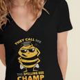 Bees They Call Me The Spelling Bee Champ Graduation Women's Jersey Short Sleeve Deep V-Neck Tshirt