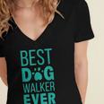 Best Dog Walker Ever Graduation New Shirt Dog Lover Women's Jersey Short Sleeve Deep V-Neck Tshirt
