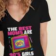 The Best Moms Are 90s Girls 90s Aesthetic Mom Nostalgia Women's Jersey Short Sleeve Deep V-Neck Tshirt