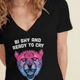 Bi Shy And Ready To Cry Bisexual Introvert Bi Pride Women's Jersey Short Sleeve Deep V-Neck Tshirt Bi Shy And Ready To Cry Bisexual Introvert Bi Pride Women's Jersey Short Sleeve Deep V-Neck Tshirt