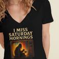 Bigfoot Saturday Morning Nostalgia Women's Jersey Short Sleeve Deep V-Neck Tshirt