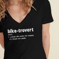 Biketrovert Bicycle Humor Definition Introvert Women's Jersey Short Sleeve Deep V-Neck Tshirt