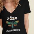 Biology Class Of 2024 Emerging Graduation For Him Women's Jersey Short Sleeve Deep V-Neck Tshirt