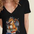 Book Dragon Reading Book Lover Women's Jersey Short Sleeve Deep V-Neck Tshirt Book Dragon Reading Book Lover Women's Jersey Short Sleeve Deep V-Neck Tshirt
