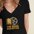 Book Love Scene The Book Was Better Bookworm Vibes Women's Jersey Short Sleeve Deep V-Neck Tshirt