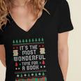Book Lover Christmas Reader Ugly Sweater Tee Xmas New Year Women's Jersey Short Sleeve Deep V-Neck Tshirt