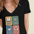Books Yarn Coffee Repeat Crocheting Women's Jersey Short Sleeve Deep V-Neck Tshirt