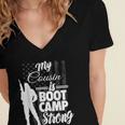 Boot Camp Graduation Military Cousin Support Tee Women's Jersey Short Sleeve Deep V-Neck Tshirt