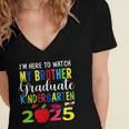My Brother Graduated Kindergarten Class Of 2025 Graduation Women's Jersey Short Sleeve Deep V-Neck Tshirt