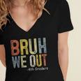 Bruh We Out 4th Graders Fourth Grade Graduation Class 2024 Women's Jersey Short Sleeve Deep V-Neck Tshirt