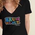 Bruh We Out Seniors End Of School Student Graduation Class Women's Jersey Short Sleeve Deep V-Neck Tshirt