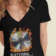 Buffering Glitched CD On Fire 2000s Nostalgia Women's Jersey Short Sleeve Deep V-Neck Tshirt
