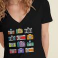 Camera Hand Drawn Old Nostalgia Retro Lens Styles Women's Jersey Short Sleeve Deep V-Neck Tshirt Camera Hand Drawn Old Nostalgia Retro Lens Styles Women's Jersey Short Sleeve Deep V-Neck Tshirt