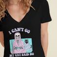 I Can't Go My Cat Said No Introvert Anxiety Cat Lover Women's Jersey Short Sleeve Deep V-Neck Tshirt