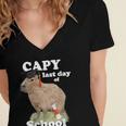 Capy Last Day Of School Capybara Graduation Quote Women's Jersey Short Sleeve Deep V-Neck Tshirt