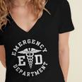 Care Giver RN Emergency Nurse Graduation ED Techs Department Women's Jersey Short Sleeve Deep V-Neck Tshirt
