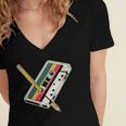 Cassette 90s Costume Party Nostalgia Women's Jersey Short Sleeve Deep V-Neck Tshirt