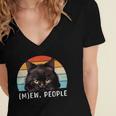 Cat Pun Introvert Anti Social Ew People Kitty Women's Jersey Short Sleeve Deep V-Neck Tshirt