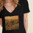 Cat Sloth Dog Retro Nostalgia Roadtrip Photo Women's Jersey Short Sleeve Deep V-Neck Tshirt