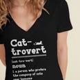 Cat-Trovert Definition Cat Introvert Pet Lover Women's Jersey Short Sleeve Deep V-Neck Tshirt