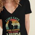 Cats Coffee & 3 People Tee Cute Font Introvert Humor Women's Jersey Short Sleeve Deep V-Neck Tshirt Cats Coffee & 3 People Tee Cute Font Introvert Humor Women's Jersey Short Sleeve Deep V-Neck Tshirt