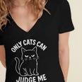 Only Cats Can Judge Me Sarcastic Cat Lover Introverts Women's Jersey Short Sleeve Deep V-Neck Tshirt