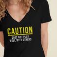 Caution Does Not Play Well With Others Introvert Women's Jersey Short Sleeve Deep V-Neck Tshirt Caution Does Not Play Well With Others Introvert Women's Jersey Short Sleeve Deep V-Neck Tshirt