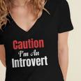 Caution I'm An Introvert Sarcastic Geek Video Gamer Jokes Women's Jersey Short Sleeve Deep V-Neck Tshirt Caution I'm An Introvert Sarcastic Geek Video Gamer Jokes Women's Jersey Short Sleeve Deep V-Neck Tshirt
