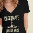 Checkmate Senior 2026 Chess Piece Class Of 2026 Graduation Women's Jersey Short Sleeve Deep V-Neck Tshirt