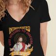 Christian Jesus Religious Sayings Catholic Introvert Women's Jersey Short Sleeve Deep V-Neck Tshirt