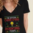 Christmas Inventing Team Inventing Introvert Xmas Women's Jersey Short Sleeve Deep V-Neck Tshirt