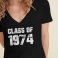 Class Of 1974 High School College Graduation Reunion Women's Jersey Short Sleeve Deep V-Neck Tshirt