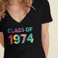 Class Of 1974 School Reunion College Highschool Graduation Women's Jersey Short Sleeve Deep V-Neck Tshirt