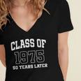 Class Of 1975 Reunion 50 Years Alumni Graduation High School Women's Jersey Short Sleeve Deep V-Neck Tshirt
