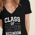 Class Of 1976 Reunion 50 Years Alumni Graduation High School Women's Jersey Short Sleeve Deep V-Neck Tshirt