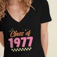 Class Of 1977 School Graduation Meetup Reunion Women's Jersey Short Sleeve Deep V-Neck Tshirt
