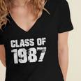 Class Of 1987 High School College Graduation Reunion Women's Jersey Short Sleeve Deep V-Neck Tshirt