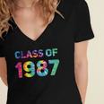 Class Of 1987 School Reunion College Highschool Graduation Women's Jersey Short Sleeve Deep V-Neck Tshirt