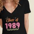 Class Of 1989 School Graduation Meetup Reunion Women's Jersey Short Sleeve Deep V-Neck Tshirt