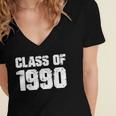 Class Of 1990 High School College Graduation Reunion Women's Jersey Short Sleeve Deep V-Neck Tshirt