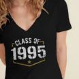 Class Of 1995 School Reunion Graduation Vintage Style Women's Jersey Short Sleeve Deep V-Neck Tshirt