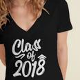Class Of 2018 Graduation Cap Trendy Cute Women's Jersey Short Sleeve Deep V-Neck Tshirt
