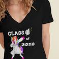 Class Of 2018 Graduation Him Her Unicorn Dabbing Shirt Women's Jersey Short Sleeve Deep V-Neck Tshirt